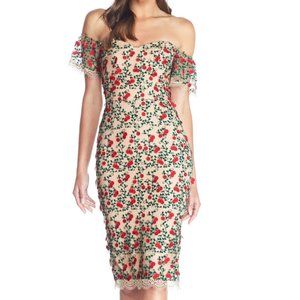 DRESS THE POPULATION Tara Off the Shoulder Sheath